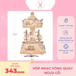 hộp nhạc hình vòng xoay ngựa gỗ tặng quà cho bé