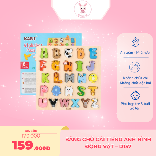 Bảng chữ cái tiếng anh hình động vật – D157 - Ảnh 2