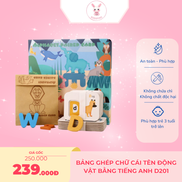 Bảng ghép chữ cái tên động vật bằng tiếng anh D201