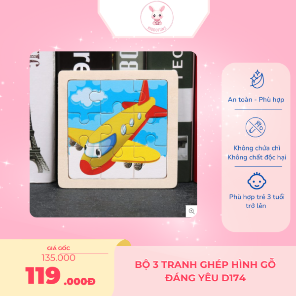 Bộ 3 tranh ghép hình gỗ đáng yêu D174 - Ảnh 4