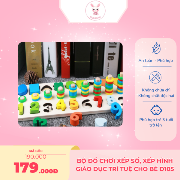 Bộ đồ chơi xếp số, xếp hình giáo dục trí tuệ cho bé D105 - Ảnh 5