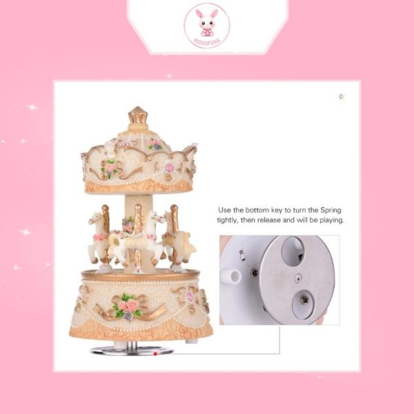 hộp nhạc hình vòng xoay ngựa gỗ tặng quà cho bé - Ảnh 3
