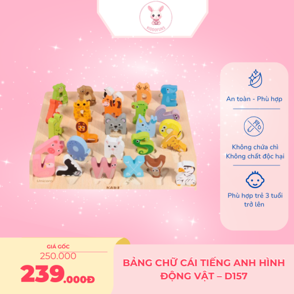 Bảng chữ cái tiếng anh hình động vật – D157