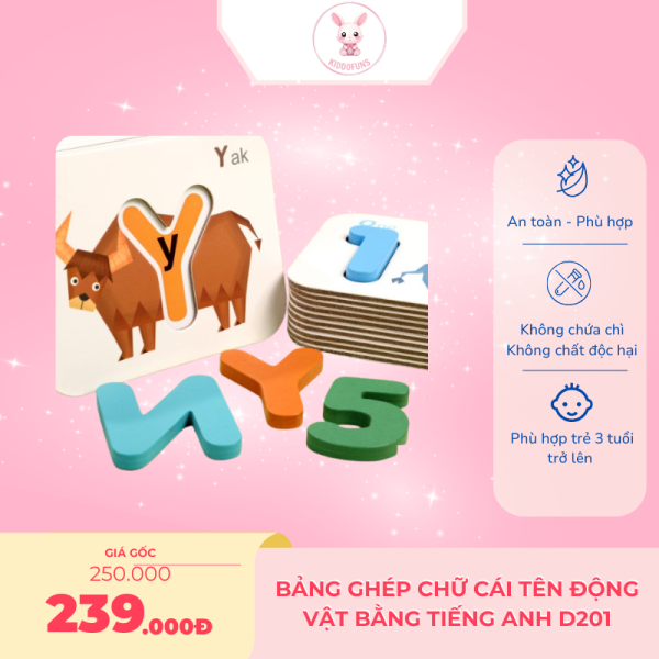 Bảng ghép chữ cái tên động vật bằng tiếng anh D201 - Ảnh 4