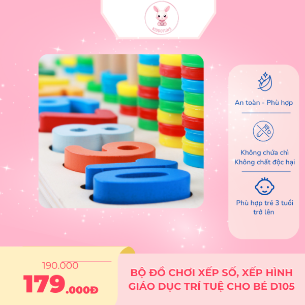 Bộ đồ chơi xếp số, xếp hình giáo dục trí tuệ cho bé D105 - Ảnh 4