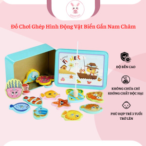 Bộ đồ chơi câu cá bằng gỗ – Hộp sắt Funny Fisher