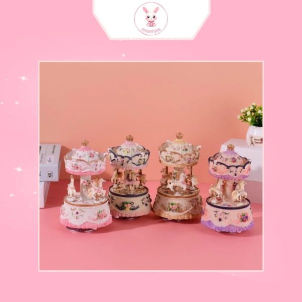 hộp nhạc hình vòng xoay ngựa gỗ tặng quà cho bé - Ảnh 4