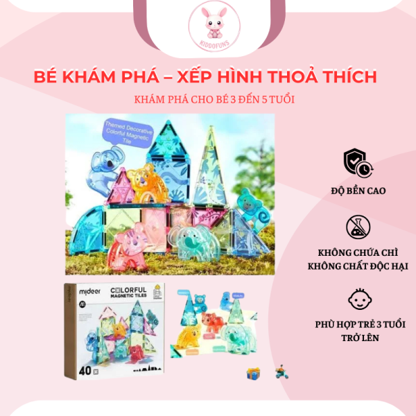 Bộ xếp hình nam châm Mideer Magnetic Tiles 100 mảnh - Ảnh 4