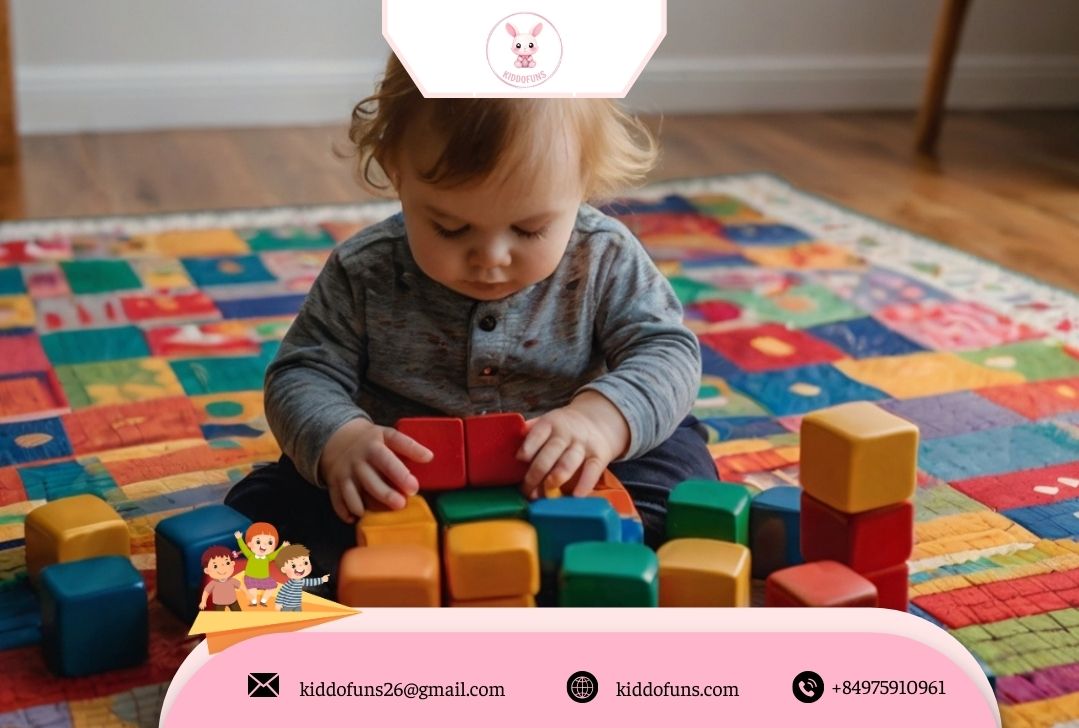 Bé chơi mô hình 100 khối gỗ đồ chơi giáo dục 
