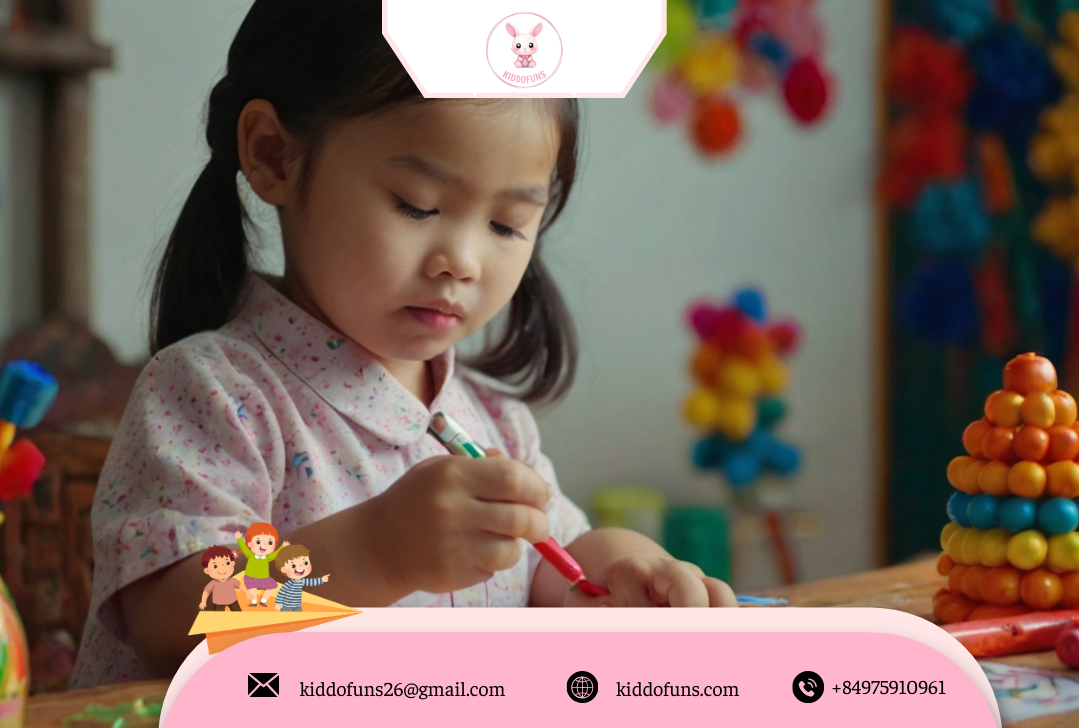 Trẻ đang sáng tạo với đồ chơi dân gian