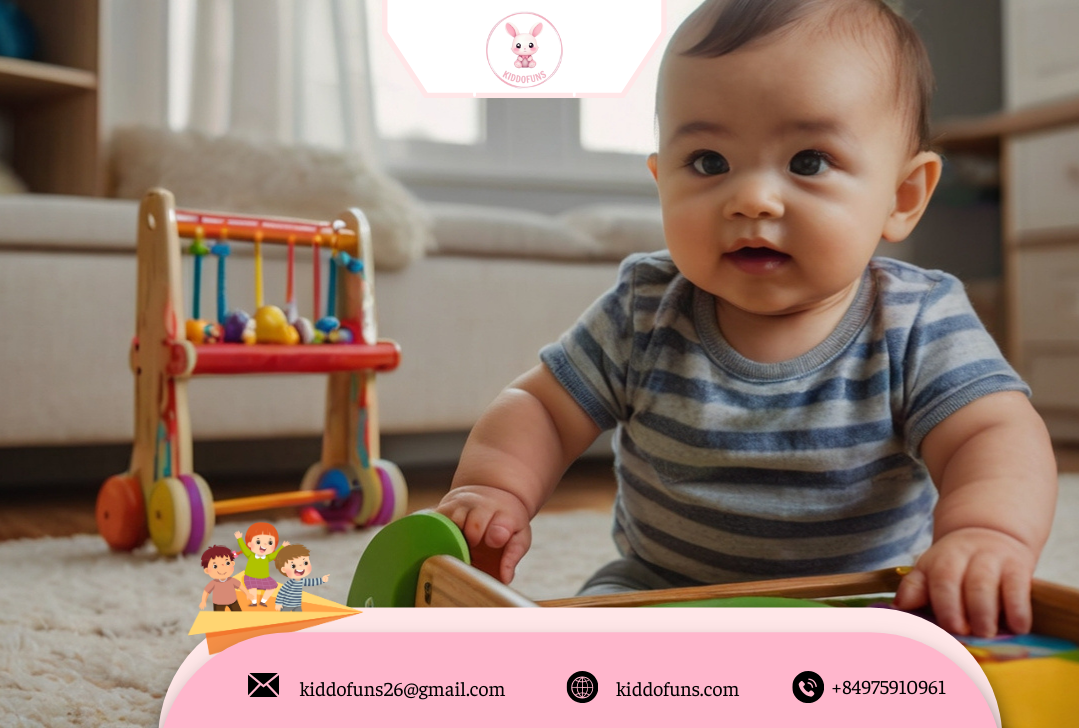  Bé đẩy xe tập đi bằng gỗ đồ chơi giáo dục 
