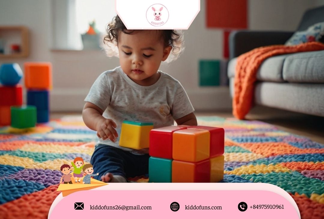 Bé dưới 3 tuổi chơi đồ chơi giáo dục STEM với khối cảm giác
