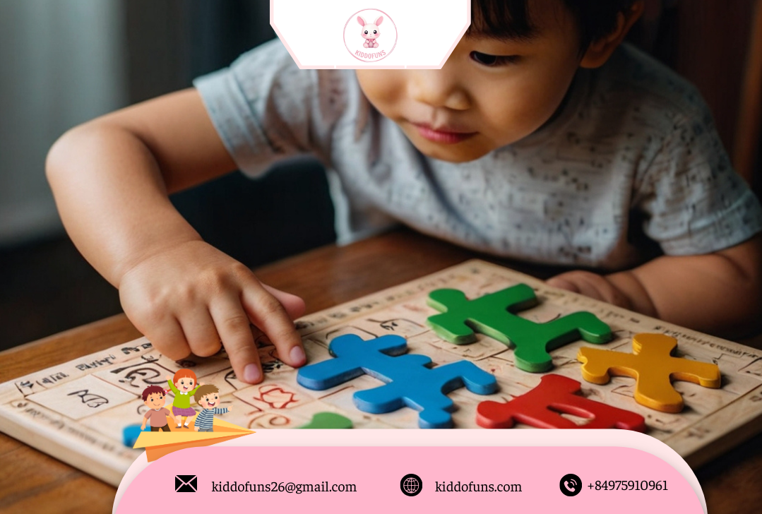Bé chơi bảng chữ cái tiếng Việt bằng gỗ đồ chơi giáo dục 