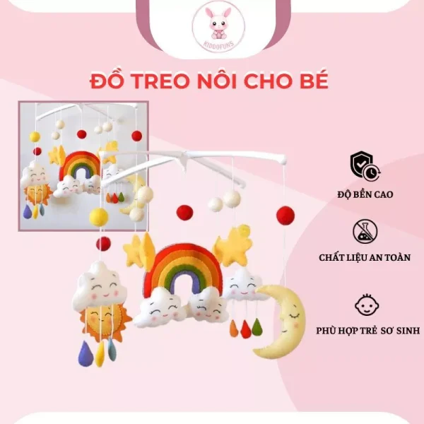 Đồ chơi treo nôi nhiều màu sắc và kiểu dáng, kích thích thị giác cho bé