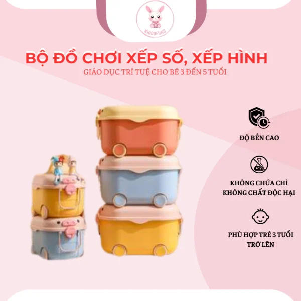 Thùng đựng đồ chơi cho bé hình chú heo dễ thương - Ảnh 7
