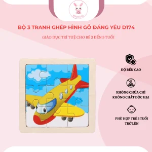 Bộ 3 tranh ghép hình gỗ đáng yêu D174