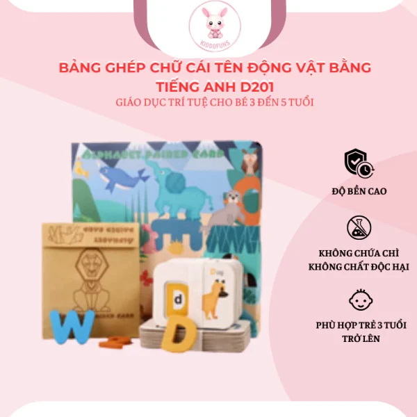 Bảng ghép chữ cái tên động vật bằng tiếng anh D201