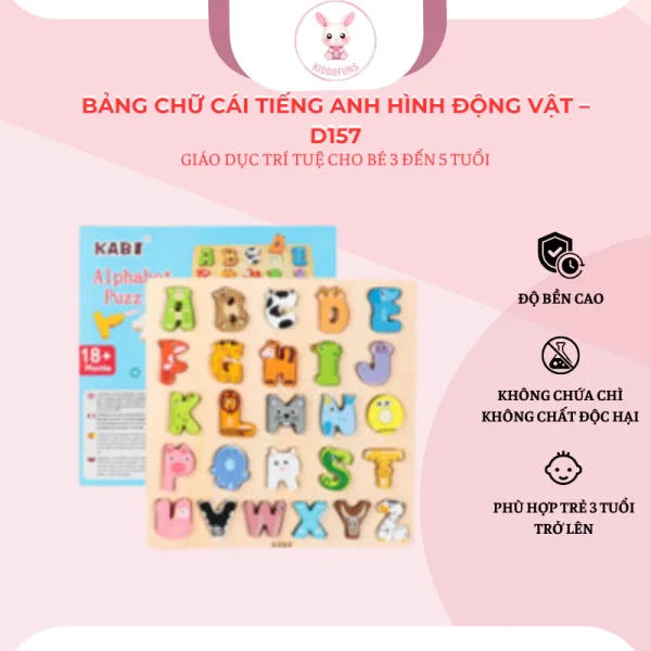 Bảng chữ cái tiếng anh hình động vật – D157 - Ảnh 3